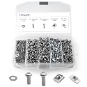 680 pcs 20 Series Aluminum Extrusion Silver M5 T-Nut and Screw Kit – Sliding & Drop-in T-Nuts, M5x8mm & M5x10mm Screws, Washers – for 6mm T-Slot Accessories Extruded Aluminum Hardware