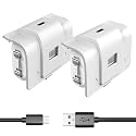 6amLifestyle Rechargeable Xbox Controller Battery Pack, Play and Charge Kit with Cable Compatible with Xbox Series X|S, Xbox One, S, X, Elite, Replacement Accessories,2 Pack Batteries, 4 Covers,White