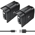 6amLifestyle Rechargeable Xbox Controller Battery Pack, Play and Charge Kit Compatible with Xbox Series X|S, Xbox One S X Elite Controllers,2 Pack NiMH Batteries with 4 Covers & Micro USB Cable, Black