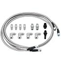 6AN 70" Transmission Fluid Oil Cooler Hose Line kit for GM Chevy Transmission 4L80E TH350 TH400 4L60E 700R4 200-4R TR6060 Ford AOD 4R100 4R70W and C5 Stainless Steel Braided PTFE Hose