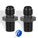 6AN Male Flare to 1/4" NPT Pipe Fitting Adapter Aluminum Straight Black 2PCS