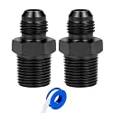 6AN Male Flare to 3/8" NPT Pipe Fitting Adapter Aluminum Straight Black 2PCS