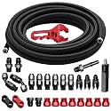 6AN PTFE Fuel Line Kit 25FT AN6 3/8" LS Swap EFI E85 Nylon Stainless Steel Braided Fuel Hose With 26PCS PTFE Hose End Fittings & Adapters Black