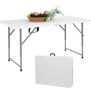 6ft folding table portable foldable dining table lightweight plastic table with reinforced legs for indoor outdoor use perfect heavy duty tables folding for party bbq wedding camping white