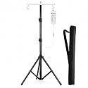 6Ft Hospital Iron Saline IV drip Glucose Stand 6 Feet For Hospital,Clinic, Home & Multiple Adjustable Hose Stand with Carry Bag & 2 Hook Rod (6ft Stand + 2 Hook Holder)