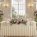 6FT Ivory Rectangular Tablecloth - Washable &amp; Wrinkle-Free Stretch Fit with Table Skirt Design for 72 Inch Tables, Perfect for Wedding Parties Banquet – Ideal for Event Planner &amp; Home Host
