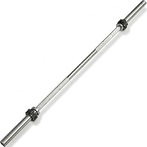6ft straight barbell rod  28mm solid steel chrome gym bar with diamond knurl grip  weight lifting bar for squat bench press deadlift amp home workout  includes lock collars