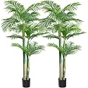 6ft Tall Triple Golden Cane Palm, Artificial Palm Tree Large Tropical Faux Palm Trees UV Resistant, Indoor & Outdoor Fake Plant for Living Room, Outside Patio, Office Home Decor