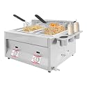 6L Dual Tank Gas Deep Fryer, Commercial Deep Fryer with Basket for Turkey, Chicken, Fish | Stainless Steel Commercial Deep Fryer with Adjustable Flame for Backyard, Catering, Food Truck