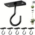 6Pack 2.5In Ceiling Hooks for Hanging Plants Outdoor Flower Basket Black