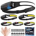 6Pack Headlamp Rechargeable, 230° LED Head Lamp, Head Lights for Forehead