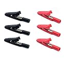 6Pack Red and Black Insulated Safety Multimeter Test Leads Alligator Clips Electrical Mini Test Crocodile Clamp Clips with 2mm Banana Jack for 2mm Test Probe & 2mm Banana Plug Connectors