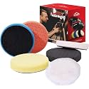 6Pc 3.5 Inch Face for 3 Inch 76mm Backing Plate Compound Buffing Sponge Pads and Woolen Pads Cutting Polishing Pad Kit for Car Buffer Polisher (Honeycomb Structure)