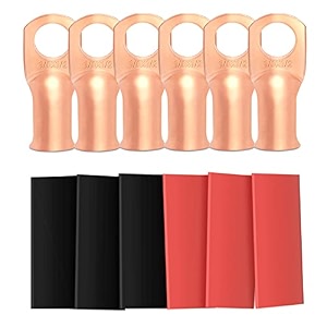 sanuke 6pcs 10 awg-123939 copper lugs heavy duty 0 gauge ring terminals