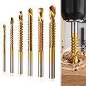 6PCS 3-8mm Titanium Coated Drill Bit Set, HSS Twist Side Cutting Drill Bit