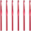 6Pcs 8mm Aluminum Crochet Hook Knitting Needles US Size L (Size 11) for DIY Yarn Craft,Nice Gift for Women Adults Kids Children Beginners (Red)