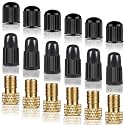 6PCS Brass Presta Valve Adapter Presta to Schrader Valve Adaptor, Inflate Tire Using Standard Pump or Air Compressor for Mountain Bikes, Road Bikes and Cars, 12Pcs Tire Caps