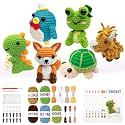 6PCS Crochet Kit for Beginners, 2025 Knitting Kit with Step-by-Step Video Tutorials, Beginner Crochet Kit for Adults, Crochet Animal Kit for Beginners Kids, Complete Kit Included 6 Cute Animals