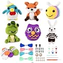 6Pcs Crochet Kit for Beginners, 2025 Upgraded Crochet Animal Kit, All in One Crochet Knitting Kit, Comes with Step-by-Step Video Tutorials(B,Penguin, Fox, Bee, Frog, Owl, Rabbit)