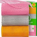 BAIKAFU 6Pcs Dish Wash Net,Innovative Mesh Cloth,Ultra Non-Scratch Dish Rags for Washing Dishes,100% No Odor/Quick Dry,Perfect Scrubber,Dish Sponges for Washing Dishes Yellow/Pink/Gray