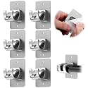 6PCS No Drill Curtain Brackets, Self-Adhesive Rod Holders, Universal Plastic Nail Free Adjustable, Curtain Hooks for Rods Less Than 1.57 Inch Diameter (Sliver)