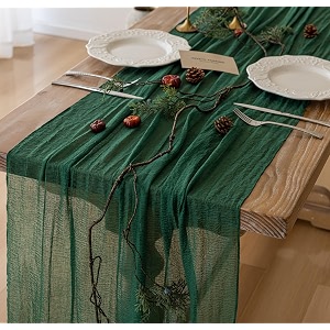 6Pcs Emerald Green Cheesecloth Table Runner 120