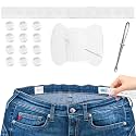 6Pcs Jean Waist Tightener, Pants Waist Tightener Kids Waist Adjuster, Maternity Pants Extender, Adjustable Elastic Waist Extenders Waistband with 12 Buttons, Needles and Thread, Belt Threading Tool