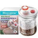 6Pcs Liquid Culture Lid Grain Spawn Cultivation Mason Jar Lid with PTFE Syringe Filter &amp; 20mm Self Healing Injection Ports For Mushroom Growing Mycology (Wide Mouth Split-Type (Sliver))