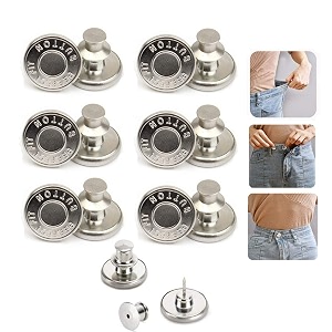 6pcs perfect fit instant button instant buttons jean replacement buttons removable button no sew buttons to extend or reduce an inch to any pants waist in seconds