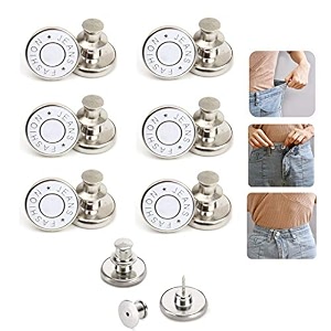 6pcs perfect fit instant button instant buttons jean replacement buttons removable button no sew buttons to extend or reduce an inch to any pants waist in seconds