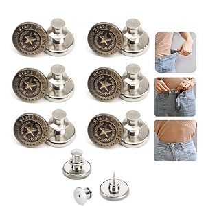 6pcs perfect fit instant button instant buttons jean replacement buttons removable button no sew buttons to extend or reduce an inch to any pants waist in seconds