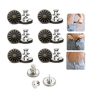 6pcs perfect fit instant button instant buttons jean replacement buttons removable button no sew buttons to extend or reduce an inch to any pants waist in seconds