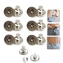 6PCS Perfect Fit Instant Button, Instant Buttons, Jean Replacement Buttons Removable Button No Sew Buttons to Extend or Reduce an Inch to Any Pants Waist in Seconds!