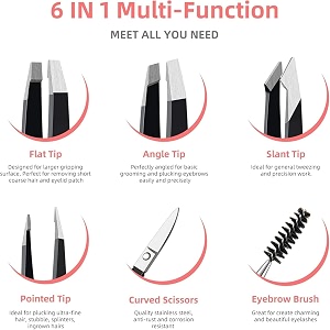 6pcs professional eyebrow tweezers set for women and men premium stainless steel tweezer kit best tweezers precision for ingrown hair facial hair eyebrows plucking
