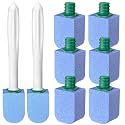 6pcs Pumice Stone for Toilet Bowl Cleaning with 2pcs Long Handle Toilet Brush,Cleaning Block Pumice Stone for Cleaning Toilet, Bathtubs, Kitchen Sink, Grill,Tile (Blue)