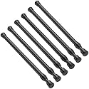 6PCS Small Tension Curtain Rod 28 to 48 Inch,Black Short Curtain Rods No Drilling,Loaded Expandable Spring Curtain Rods for Windows Kitchen,Closet,Cupboard,Door,Bookshelf