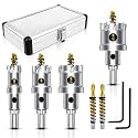 6Pcs Tungsten Carbide Hole Saw Kit for Hard Metal and Steel, 3/4"-1-1/2"