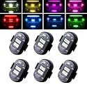 6PCS Upgraded Wireless LED Strobe Lights with Remote Control, 8 Colors Interior Car Lights with 4 Bright LED Lamp Beads，Suit for Car Motorcycle Bike Drone Aircraft