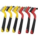 6PCS Wire Brush Wire Brush Set Plastic Handle Cleaning Brush Brass Stainless Steel Nylon Brush 7 inch Small Metal Wire Brush Automotive Dual Head Brush For Rust Cleaning