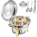 6QT Stainless Steel Chafing Dish Buffet Warmers with Lid & Holders