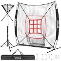 6x6 ft Baseball Net for Batting Pitching Hitting, Softball Pitching Net with Strike Zone, Tee, Ball Caddy, Softball Batting Net Baseball Training Equipment for Kids Adult Youth Sport Practice