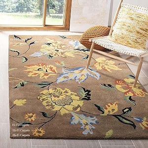 6x6 Ft Square Wool Rug - Hand-Tufted