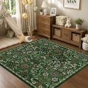 6x6 Square Rug Floral Washable Rug for Living Room Indoor Carpet