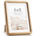 6x8 Picture Frame, Natural Solid Oak Wood Photo Frame, Rounded Corner