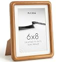 6x8 Picture Frame, Natural Solid Teak Wood Photo Frame, Rounded Corner