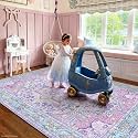 6x9 Lavender and Turquoise Vintage Boho Oriental Soft Washable Area Rug