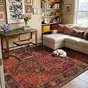 6x9 Maroon Brick and Hot Pink Vintage Boho Oriental Soft Washable Area Rug