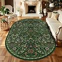 6x9 Oval Washable Rug Green Floral Indoor Non Slip Boho Carpet