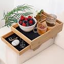 7-in-1 Sofa Armrest Tray with Drawer, Clip-On Side Table for Wide Armrest, TV Organizer with Cup Holder, Phone Stand, Remote Storage, Drinks, Snacks, and Accessories