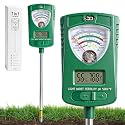 7-in-1 Soil Test Kit with 90° Rotatable Head, Soil Tester for Moisture/pH/Light Intensity/Fertility, Digital Screen for Soil & Air Temp/Humidity, Ideal for Garden, Lawn, Farm, Indoor/Outdoor Plants